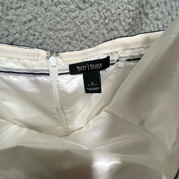 White House Black Market Dress Womens 6 White Black Striped Strapless Lined - Picture 5 of 12